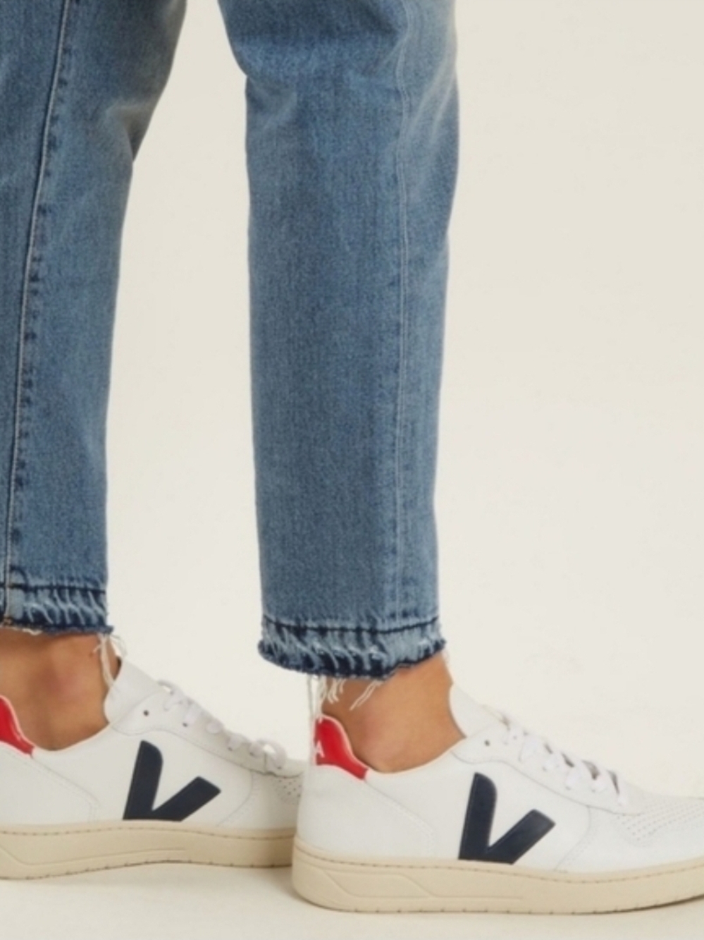 Veja Campo White Sneakers with Navy V and Red Heel Tab